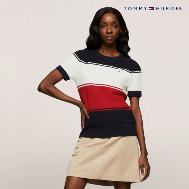 Tommy Hilfiger 官方旗艦館 橄欖球條紋短袖毛衣_拼色