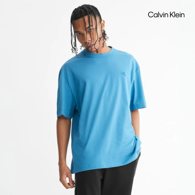 Calvin Klein 官方旗艦館 CK Calvin Logo 圓領上衣_藍色