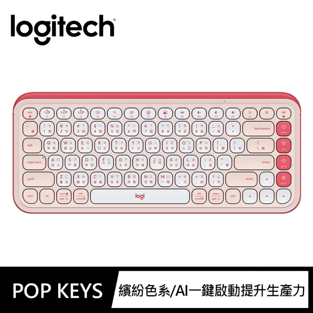 Logitech 羅技 POP Icon Keys 無線藍芽鍵盤(蜜糖粉)