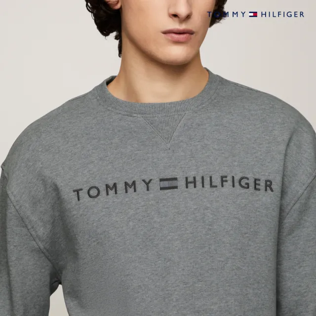 【TOMMY HILFIGER】官方旗艦館 同色調刺繡Logo大學T_灰色