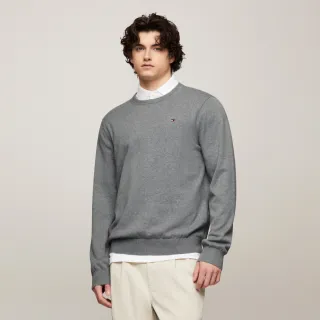 【Tommy Hilfiger】官方旗艦館 Signature圓領毛衣_灰色