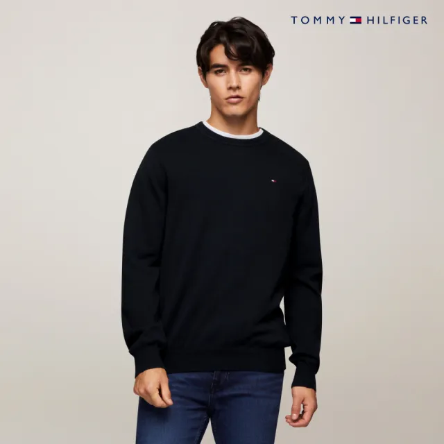 【TOMMY HILFIGER】官方旗艦館 Signature圓領毛衣_藍色