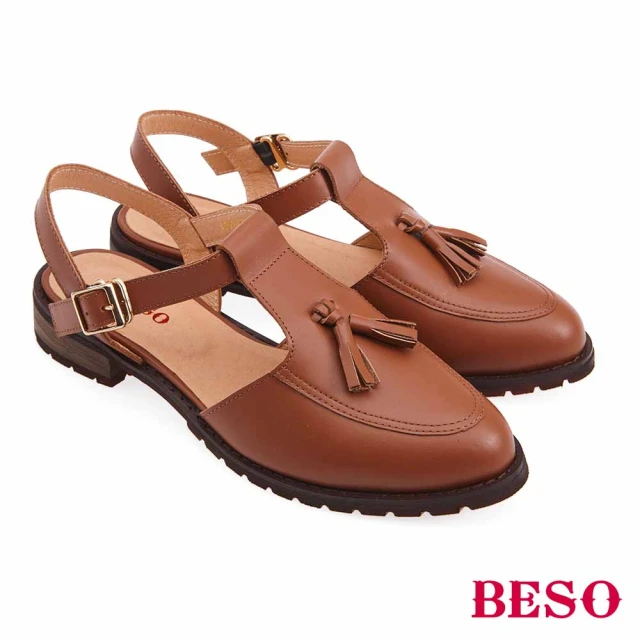 A.S.O 阿瘦集團 BESO 質感牛皮流蘇復古學院風低跟鞋
