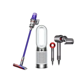 【dyson 戴森】SV18 輕量強勁無線吸塵器(紫色)+ HP10 三合一涼暖清淨機+ HD08 吹風機(瑰麗紅色)(超值組)