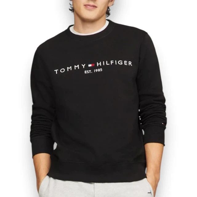 Tommy Hilfiger 男生 大學TEE 電繡字母LOGO 厚款刷毛 長袖 大學TEE