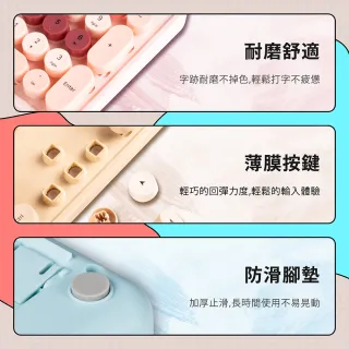 【PC Park】D300 復古打字機設計 無線鍵鼠組 焦糖棕/莓果粉/汽水藍(鍵盤)