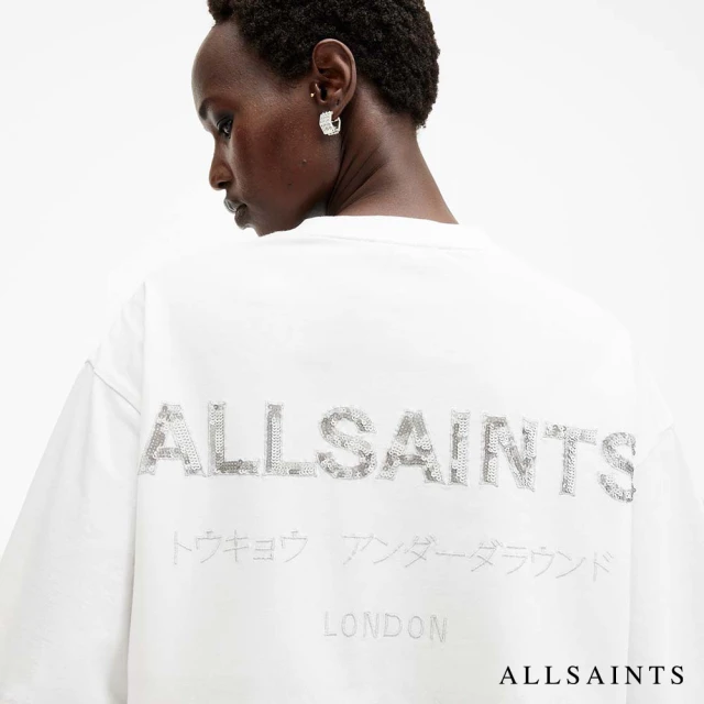 ALLSAINTS UNDERGROUND 純棉LOGO亮片T恤-白 W124JB(寬鬆版型)