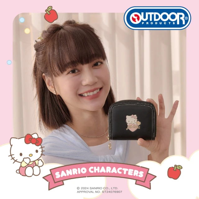OUTDOOROUTDOOR Hello Kitty零錢包-黑 ODKT24J04BK