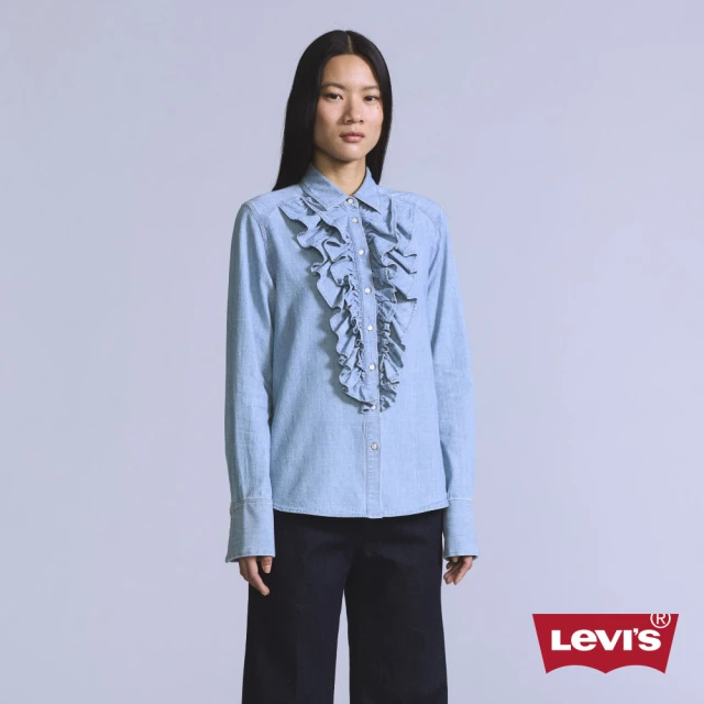 LEVIS Blue Tab™ 女款 丹寧牛仔襯衫 / 造型荷葉邊 人氣新品 001LU-0000