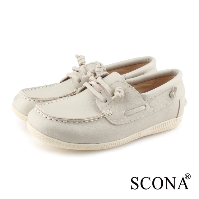 SCONA 蘇格南SCONA 蘇格南 全真皮 舒適休閒帆船鞋(灰白色 7356-2)