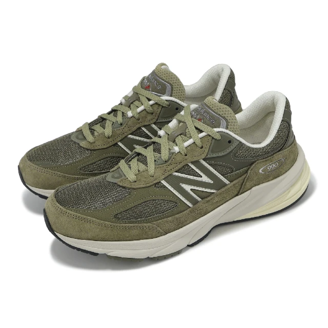 NEW BALANCE 休閒鞋 990 V6 男鞋 軍綠 米白 美製 拼接 麂皮 緩衝 經典 NB(U990TB6-D)