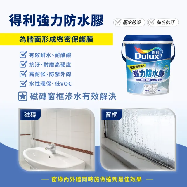 【得利】Dulux官方旗艦店★A795 強力防水膠 透明 亮光（1加侖裝）(磁磚 窗框 滲水)