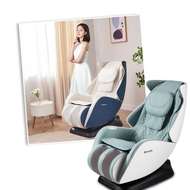  Panasonic國際牌 EP-MA05 按摩椅，採用揉捏式按摩方式，針對頸部、背部、臀部、小腿及腰部提供舒緩按摩。支援音樂播放功能，配有有線遙控器，插電式電源（110V~60Hz），尺寸未傾斜時約117x68x106cm，傾斜時約132x68x100cm，淨重約43kg，消耗功率70W。產地中國，顏色綠色系（莫蘭迪綠/夜空藍），保固1年，BSMI R31417及NCC CCAP22Y10010T3認證。適閤家用，舒緩日常疲勞，提升生活品質。 