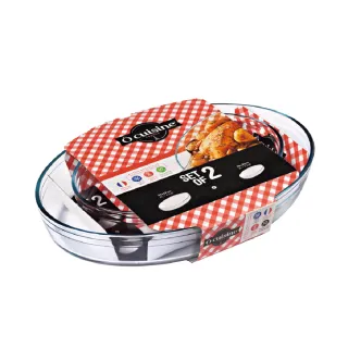 【O cuisine】法國製造耐熱玻璃橢圓型烤盤  買大送小(30*21、39*27CM)