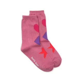【bonte bien】LOVE圖形中筒襪(粉紅色)