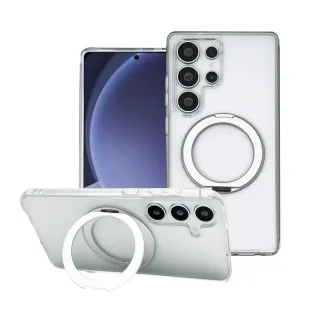 【CASE SHOP】Samsung S25/S25+/S25 Ultra 360度磁吸站立保護殼-透明(360度可調整式支架 一秒輕鬆追劇)