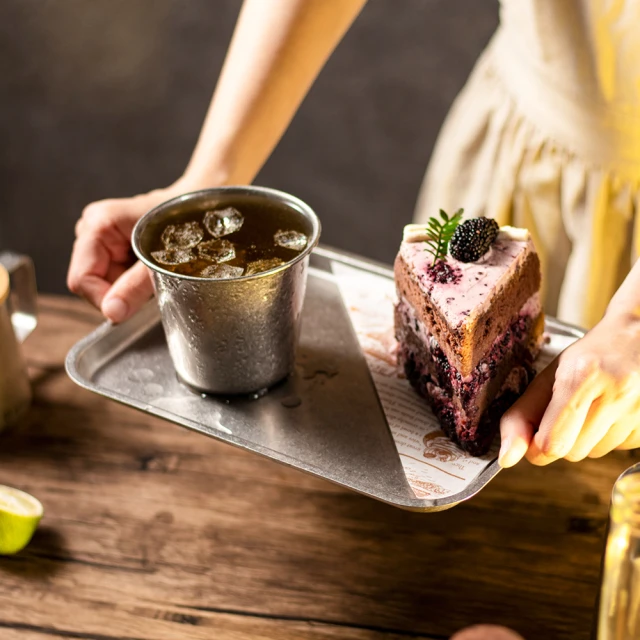 Royal DukeRoyal Duke 磨砂灰304不鏽鋼8.6吋有邊長方盤★買一送一(入厝禮 304不鏽鋼 餐具 餐盤 點心盤 工業風)