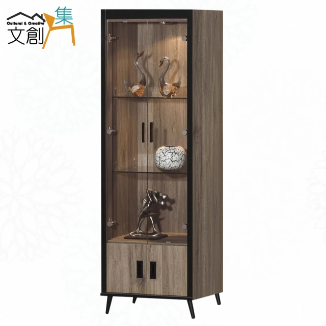 文創集 伊斯2.7尺二抽開門展示櫃 推薦