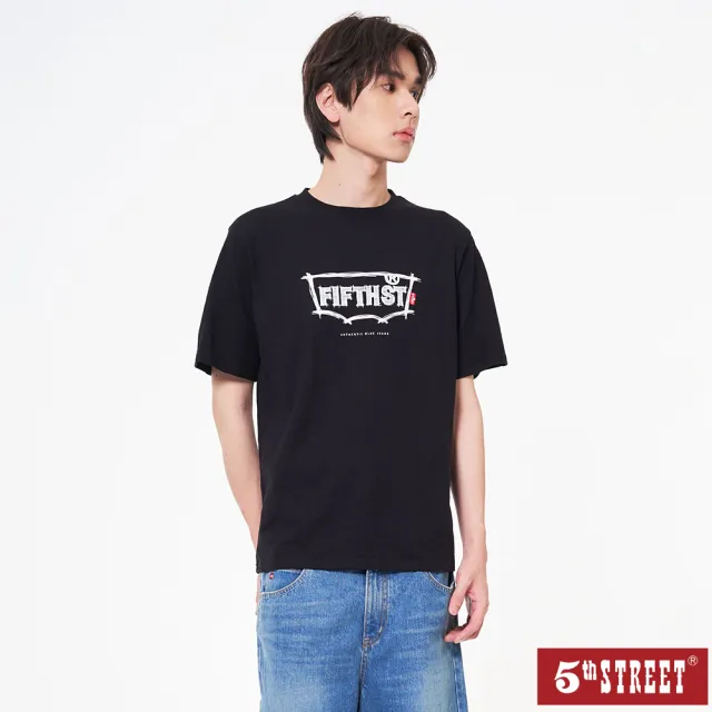 【5th STREET】男裝 短袖 短t 上衣 t恤 TEE 黑色(570960)