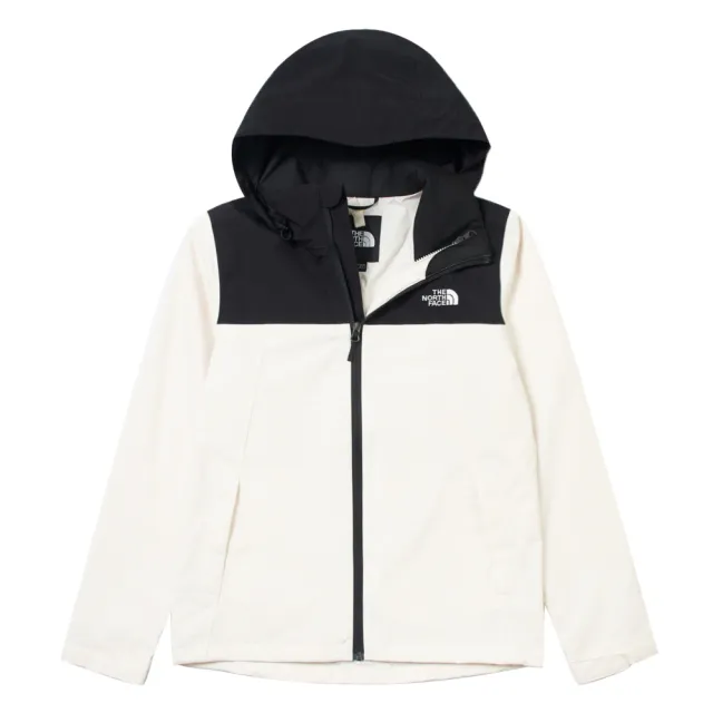 【The North Face】北臉 外套 女 運動連帽外套 防潑水 透氣 衝鋒衣 黑白 NF0A8CK6ROU