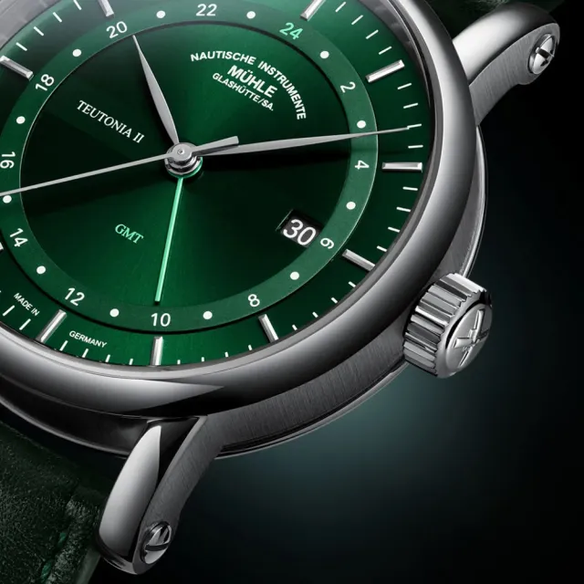 【GLASHUTTE】格拉蘇蒂．莫勒 Teutonia II GMT 經典系列M1-33-96-LB-II  森林綠機械手錶(機械錶 男錶)