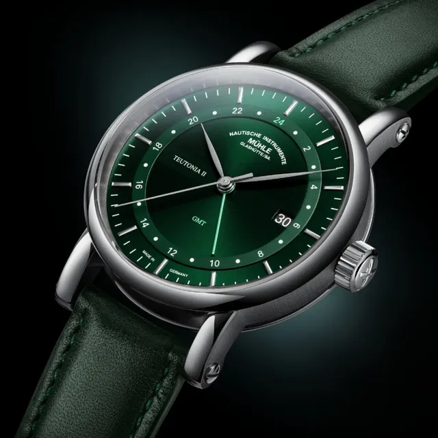 【GLASHUTTE】格拉蘇蒂．莫勒 Teutonia II GMT 經典系列M1-33-96-LB-II  森林綠機械手錶(機械錶 男錶)