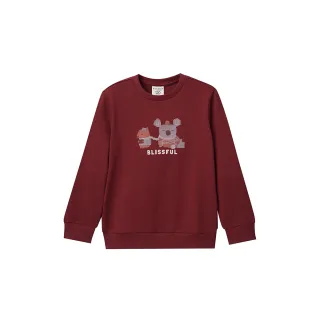 【GIORDANO 佐丹奴】童裝長袖上衣 水豚與無尾熊系列(31 大麗花紅)