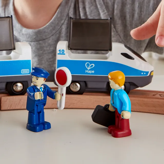 【德國Hape】城市科技列車-7件組(軌道遊戲/家家酒玩具/木製玩具/木頭玩具)