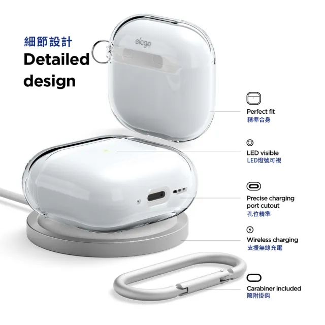 【Elago】AirPods 4 無痕透明保護殼 附扣環(防撞/防摔)