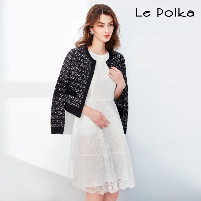 Le Polka 精緻立體繡花蕾絲禮服洋裝-女