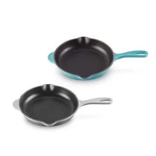 【Le Creuset】琺瑯鑄鐵鍋單柄圓煎盤20cm(加勒比海藍/迷霧灰 2色可選)