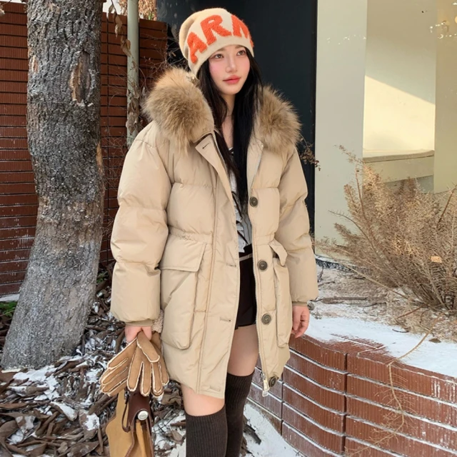 米蘭精品 真羽絨90%鴨絨羽絨外套(韓系田園風碎花女夾克2色