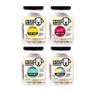 【KAZI 卡滋】純肉零食澎派家庭號1000g-1200g/罐(狗零食/雞肉條/羊肉片/綜合口味/元氣補帖)