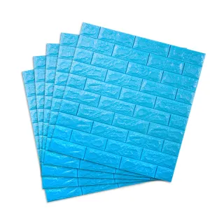 【LOG 樂格】3D立體 磚形環保防撞美飾牆貼 -海藍x5入(防撞壁貼/防撞墊)