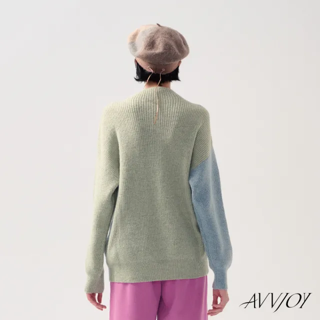 【AVVJOY 艾薇卓爾】落肩雙色袖毛衣(羊毛 毛衣 針織衫 針織毛衣 針織上衣 長袖毛衣 CLA0381TP)