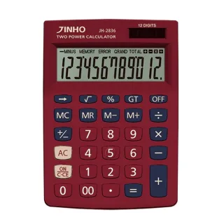【JINHO 京禾】太陽能雙電源無印風事務用品JH-2836-棗紅(國考計算機 辦公室 學生)