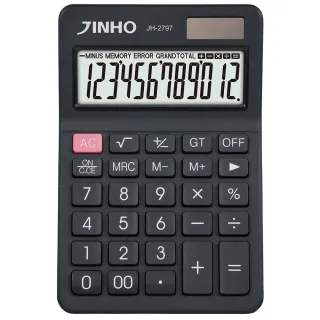 【JINHO 京禾】鑽石紋面板小香風太陽能雙電源JH-2797-質感黑(國考計算機 辦公室)