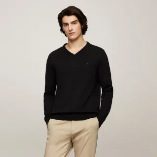 【TOMMY HILFIGER】官方旗艦館 基本款 V 領毛衣_黑色