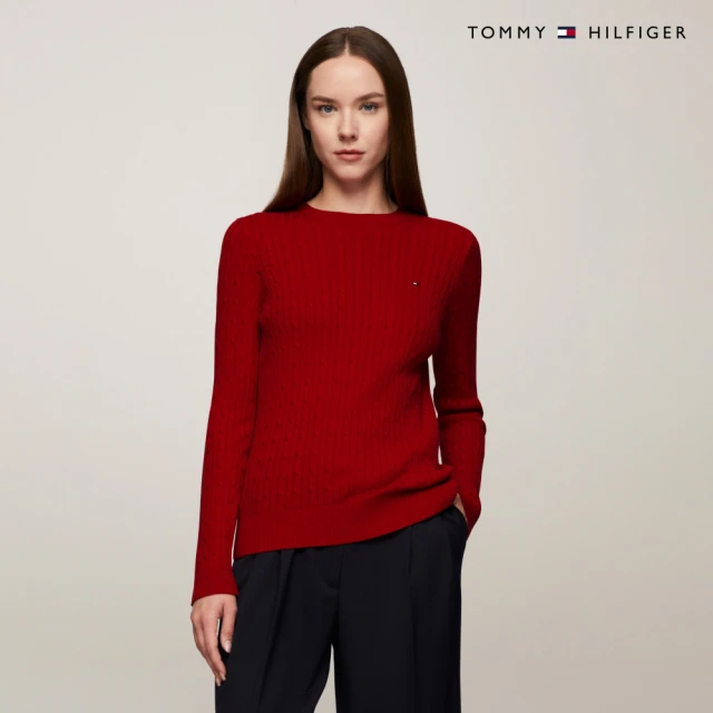 Tommy Hilfiger 官方旗艦館 Jenny 絞花針織長袖毛衣_紅色