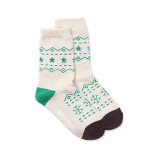 【bonte bien】聖誕雪花中筒襪(綠色)