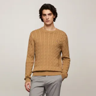 【TOMMY HILFIGER】官方旗艦館 絞花針織套頭毛衣_棕色
