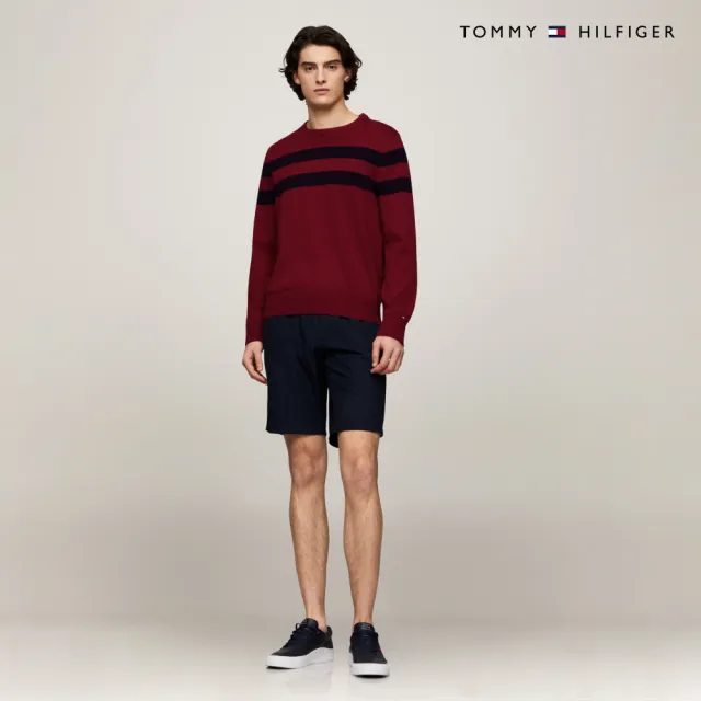 【TOMMY HILFIGER】官方旗艦館 條紋圓領針織毛衣_粉紅色