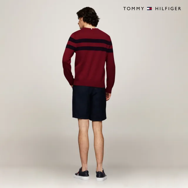 【TOMMY HILFIGER】官方旗艦館 條紋圓領針織毛衣_粉紅色