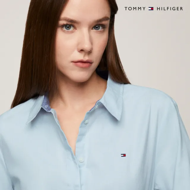 【TOMMY HILFIGER】官方旗艦館 標準版型純色彈性牛津襯衫_藍色