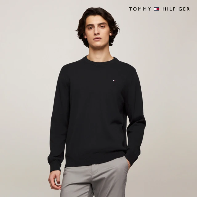 Tommy Hilfiger 官方旗艦館 標誌性圓領毛衣_黑色