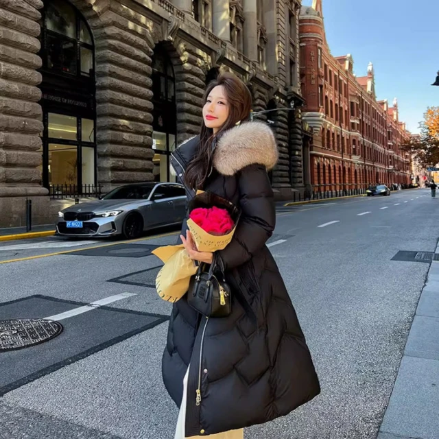 米蘭精品 真羽絨90%鴨絨羽絨外套(韓系田園風碎花女夾克2色