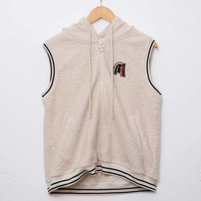 chai yan 采妍 連帽羊羔拉繩織標背心(秋冬新款上衣-