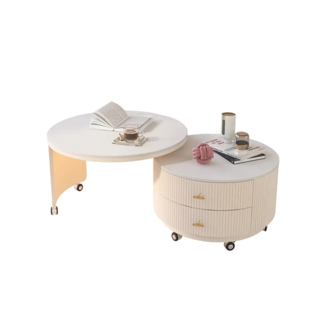 Josie 可移動帶燈伸縮巖板茶几 組合茶几50+60(茶几桌 桌子 客廳桌 臥室櫃 收納桌)