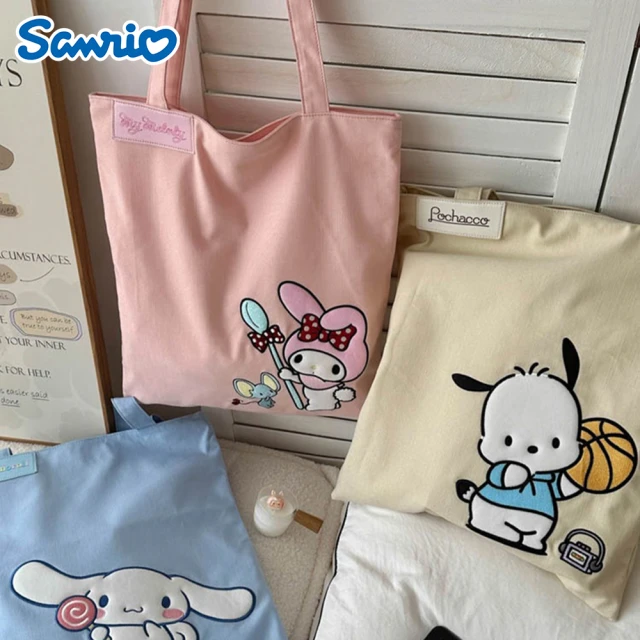 SANRIO 三麗鷗 三麗鷗牛仔帆布補習袋手提袋單肩包 可裝A4(酷洛米/大耳狗/美樂蒂/凱蒂貓/帕恰狗)