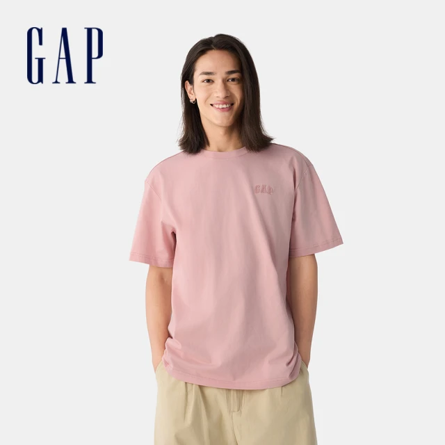 GAP 男裝 Logo純棉圓領短袖T恤-粉色(725619)